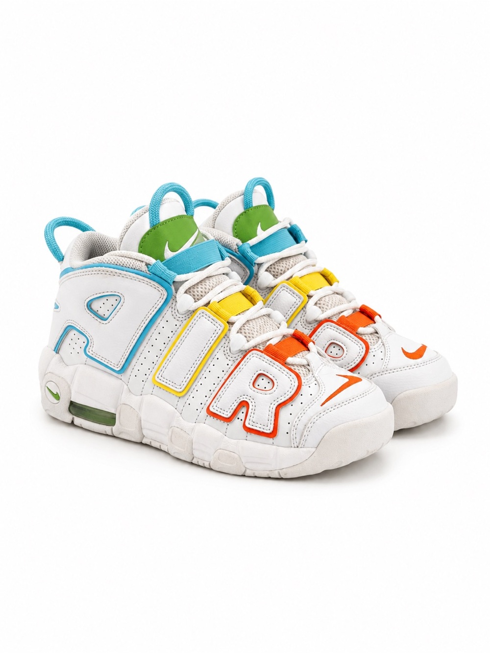Nike Air More Uptempo White Rainbow Sneakers Size 8.5